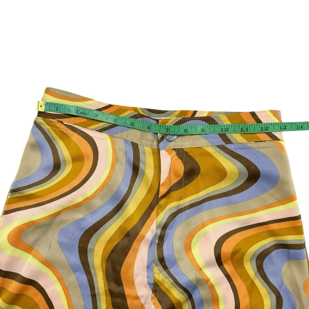 URBAN OUTFITTERS Olympia Scarf Pant Swirl Wide Leg Sz Small Orange Brown Yellow - Picture 5 of 9